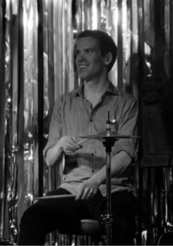 James Edmunds playing drums